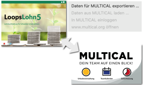 Menü «Extra» mit dem neuen Befehl «Daten für MULTICAL exportieren»