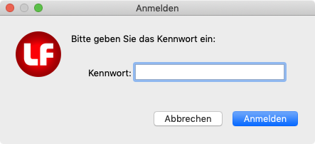 Fenster Anmelden in LoopsFinanz