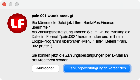 Zahlungsbestätigung senden