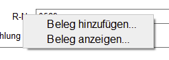 Kontextmenü Beleg in Debitoren-Rechnungen