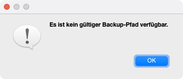 Backup-Pfad Fehlermeldung