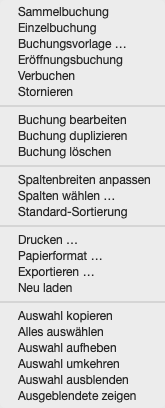 Kontextmenü Liste in LoopsFinanz
