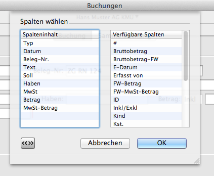 Spalten wählen in LoopsFinanz
