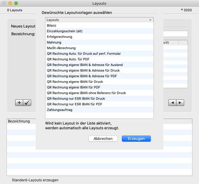 Standard-Layouts erzeugen in LoopsFinanz