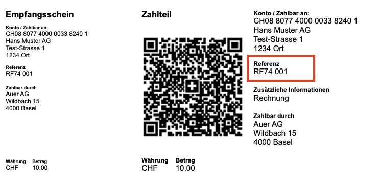 QR-Rechnung mit automatischer Referenz