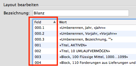 Layout-Feld Nummerierung für Bilanz