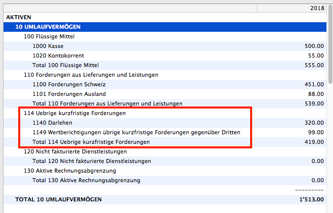 Layout-Listen für Konti in LoopsFinanz