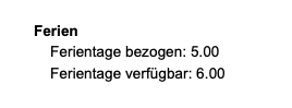 Ferientage auf der Lohnabrechnung aus MULTICAL
