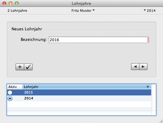 Fenster Lohnjahre in LoopsLohn mit Jahresübersicht