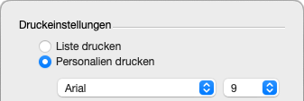 Druckoptionen für Mitarbeiter-Personalien