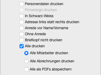 Druckoptionen für Lohnabrechnungen und Monatsabrechnungen