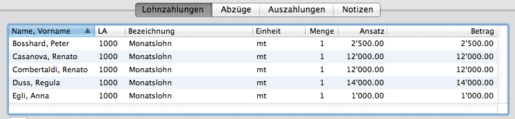 Lohnliste vor dem Anpassen