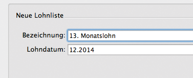 Lohnliste für Lohnzusatz 13. Monatslohn