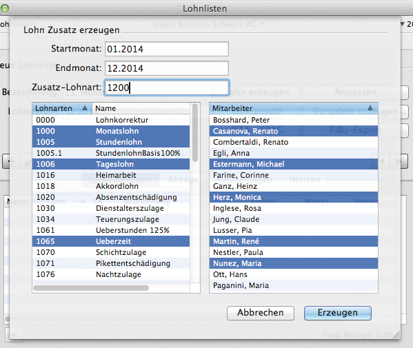 Fenster Lohnzusatz für 13. Monatslohn Berechnung