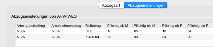 AHV Abzugseinstellungen in LoopsLohn