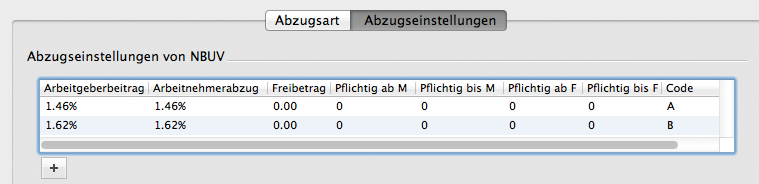 NBUV Abzugseinstellungen mit altem und neuem Code