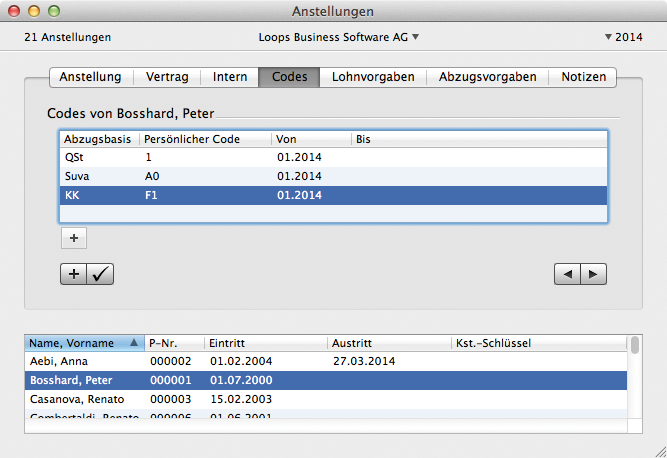 Lohnliste mit individuellen Krankenkassenabzügen pro Mitarbeiter