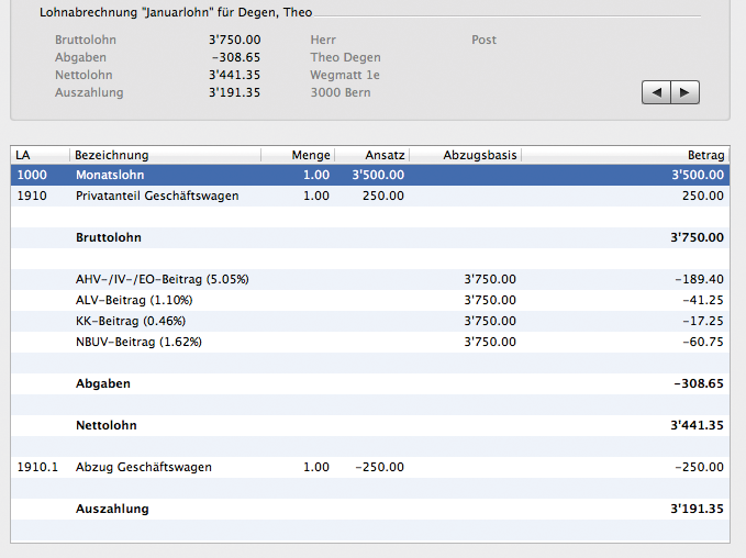 Lohnabrechnung mit Privatanteil Geschäftswagen