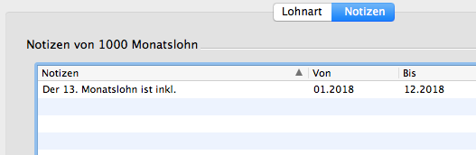 Bereich Notizen einer Lohnart mit Von- und Bis-Datum
