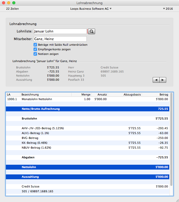 Lohnart mit aktivierter Option ist Nettolohn