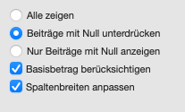 Optionen der Abzugsabrechnung mit Basisbetrag-Checkbox in LoopsLohn