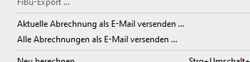 Kontextmenü für E-Mail-Versand der Lohnabrechnung