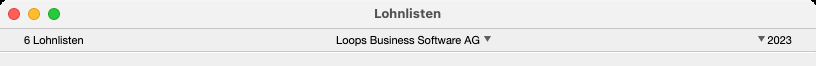 Infoleiste in LoopsLohn mit Mandant, Anzahl Einträge und Lohnjahr
