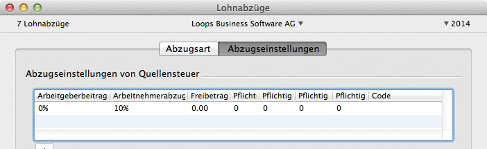 Abzugseinstellungen der Quellensteuer